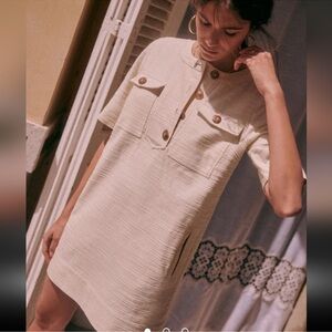 Sezane Cream Short Sleeve Dress